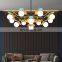 Nordic Modern Living Room Bedroom Golden Pendant Light Iron Glass LED Chandelier White Glass Hanging Lamp