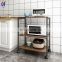 Stainless Steel White Long Kitchen Cart On Wheels