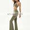 Custom Logo Tiktok Trend Halter Neck Bra Fashion Flared Pants Yoga Set Ladies Fitness Gym Running Bodybuilding Wear 2 Piece Set