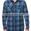 Winter 2015 Navy and Blue Plaid Mens Flannel Shirt with Two Front Pockets