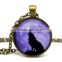 Howling Wolf with Real Full Moon--DIY special antique bronze 2.5cm round,18inch chain art photo glass dome pendant necklace