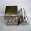 durable and fadeless metal cubbyhouse shaped, decorative tin box for storage
