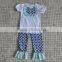 sleeveless blue chevron sport dresses sets girl football outfits