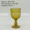 press glass drinkingware/Wine goblet,Hiball,tumbler, sundae cup,pitcher in Amber color with sunflower embossed patern