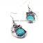 New Arrival Fashion Bohemia owl Silver Plated Turquoise Pendant Alloy Earrings