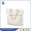 Reusable plain canvas cotton shopping bags with natural color