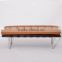 China furniture stores factory modern leather back wooden barcelona bench
