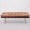 China furniture stores factory modern leather back wooden barcelona bench