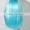 Long blue straight silk wave wig crazy color wig for bar N323