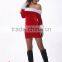 strapless off the shoulder sexy plain red christmas party costumes dress