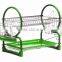 Kawachi Stainless Steel Chrome 2 Tier Dish Drainer Rack Glass Utensil-Green