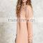 Woman Long Sleeve Raw-Cut Crew Neck Ribbed Trim Chest Patch Pocket Sweatshirt Dress