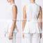 best selling girls white double layered ruffle blouse cheap price