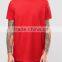 2016 High Quality Custom Back Printed Short Sleeve Crew Neck Red men's 100% Cotton 180gsm Longline Cut Casual Blank T-Shirt
