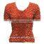 Hot sell free size popcorn crush elastic shirring top