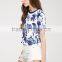 Soft floral printed crop t shirt, all over printing top for women