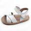 Latest Style Pure Leather Flat Sole White Baby Sandals