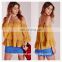 new design fashion summer yellow frill hem semi sheer chiffon blouse