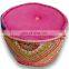 Round Patchwork Embroidered Multi Ottoman Pouf Bohemian Indian Decorative Ottoman Pouf Cover