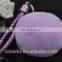 Purple pink color soft full round rex rabbit fur pompom keychain detachable real leather fur charm