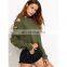 Long Sleeves Green Hoodies Hole Fashion Hoodies Compfortable Hoodies