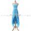 Instock Simple Chiffon Hi-Lo Sweetheart party dress Strapless Sequin Lace-up Cocktail Dress