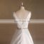 Gorgeous V- Neck Pleating Satin A-line Wedding Dress Beaded Belt