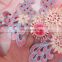 2017 3D flowers embroidery lace fabric african gold tulle lace fabric with beads pink net lace material