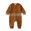 Long Sleeve Unisex Newborn Baby Premium Toddler Clothes Solid Color Baby Button Girls Bodysuit Plain Ribbed Baby Romper