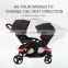 Cheap price aluminum frame baby stroller double twin double children baby stroller pram