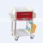 High quality ABS clinic trolley clinic cart for hospital using with noiseless casters