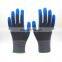 Blue Nitrile Coated Assembly Line Working Gloves With 15Gauge Nylon Spandex Liner For Sharp Metal Engineering Cargo Handling