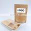 leak proof biodegradable custom logo printed brown kraft paper bags self standing food pouch aluminized