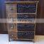 Brown Chest of Drawers Shabby Chic Storage Unit Wicker Baskets Dark Wood Cabinet