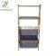 Newest 3 Tiers Foldable Bamboo Bathroom Corner Shelf with 2 Baskets Bathroom Storage Display Shelving Unit