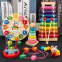 Early Education Toys Digital Clock Shape Matching Puzzle with Wooden Beads Threading Made Wood for Children