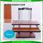 Sit/stand desk computer monitor riser elevating desktop wooden grain