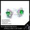 925 Silver Jewelry Wholesale Women's Fashion Square Prong Setting Green Stones Stud Earrings