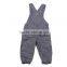 Kid's 100%cotton dark grey cheap stock clothing suspender pants