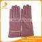 Ladies simple micro velvet hand gloves decorated with little leather bowknot