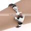Wholesale weave Leather Cuff Wrap Wristband Bangle Skull Anchor Clasp Bracelet