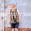 (CT205#GREY)OEM service baby wear boys outfit sets knitted comfortable t shirt and black leather short 2pc sets