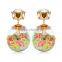 PQER-2095 fashion stud earrings, glass ball stud earrings with different shape charms