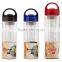 BPA Free 600ml Travel sports water bottle fruit plastic water bottle infuser