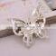 Hollow Alloy Wire Pearl Double Layer Butterfly Light Dress Brooch Pins For Women