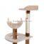 Pawhut 57" Beige/Brown Cat Tree Scratching Post Tower