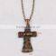 New arrival 2016 design fashion jewelry cross & fish handmade chain necklace religious brass finish big cross necklace