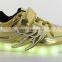 Golden Shinning PU Kids Led Shoes Customized Brand From Size 25 to 37#