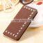 Floveme Leather case For iPhone 6/6s plus square rivet leather case stand view