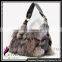 CX-H-48B Wholesale Beautiful Genuine Fox Fur Fashion Ladies Hand Bag
